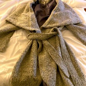 Tahari Grey Wool Shawl Jacket